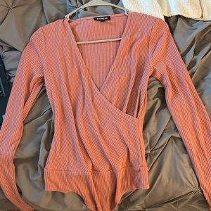 Xs pink body suit sweater from express